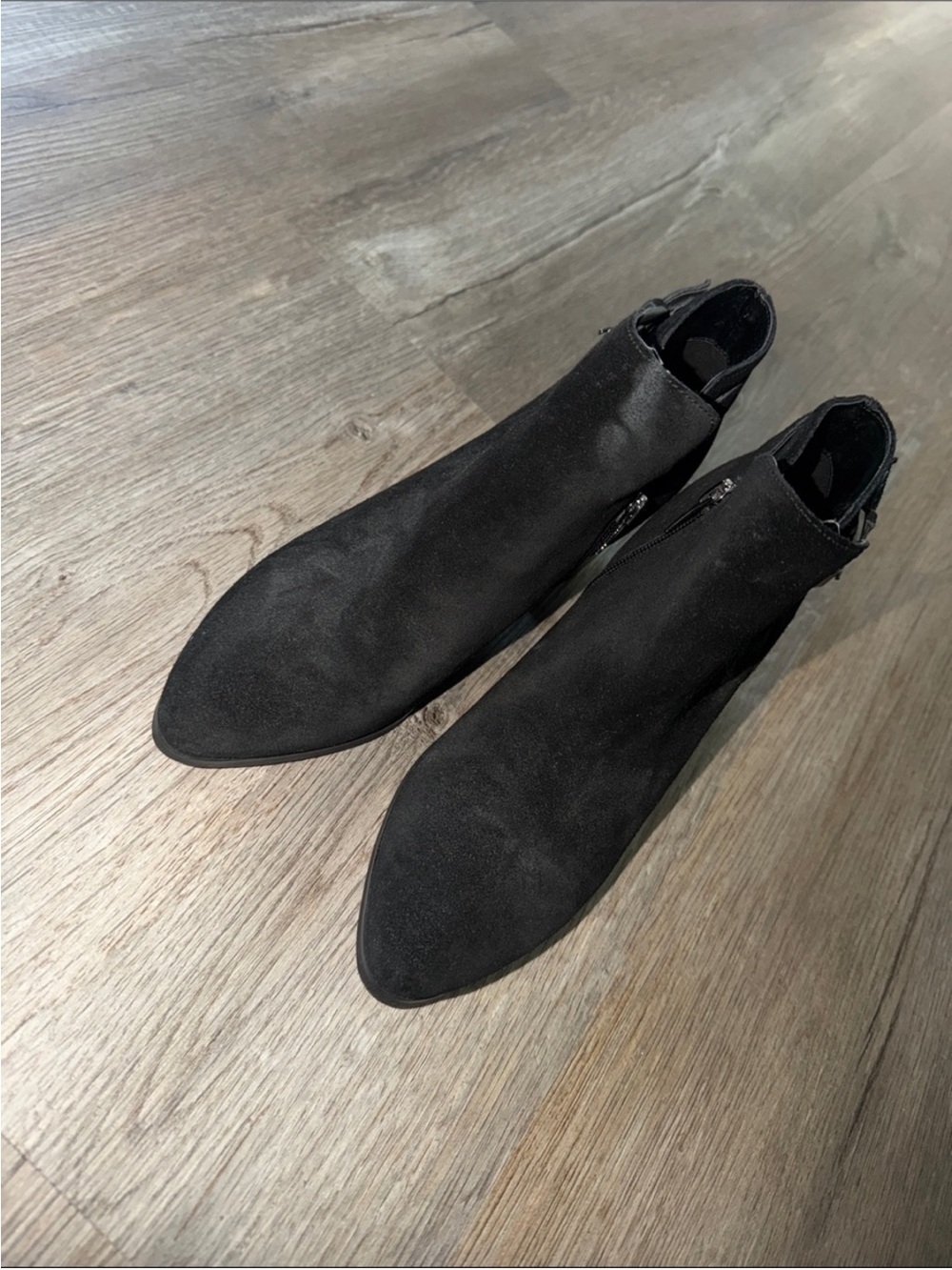 Marc Fisher Black Suede Pointed Ankle Booties